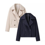 Damen elegante Wolljacke mit doppelter Knopfleiste und modernen Details EB