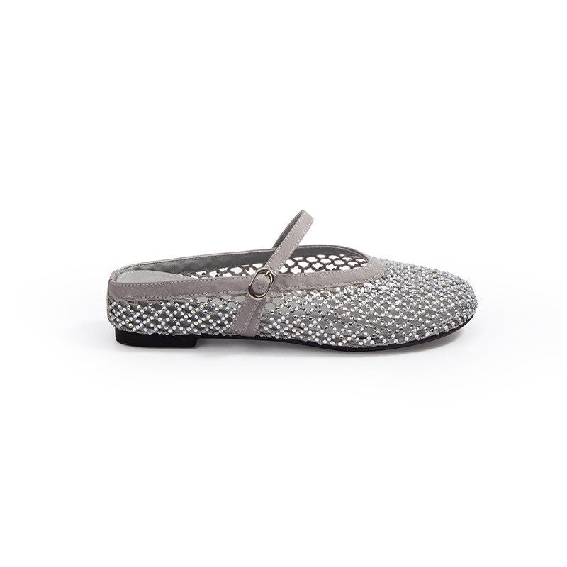 Damen Ballerinas mit modischem Netzdesign und eleganter Riemchen-Applikation EB