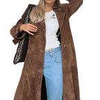 Damen Langer Wildledermantel mit eleganter Silhouette EB