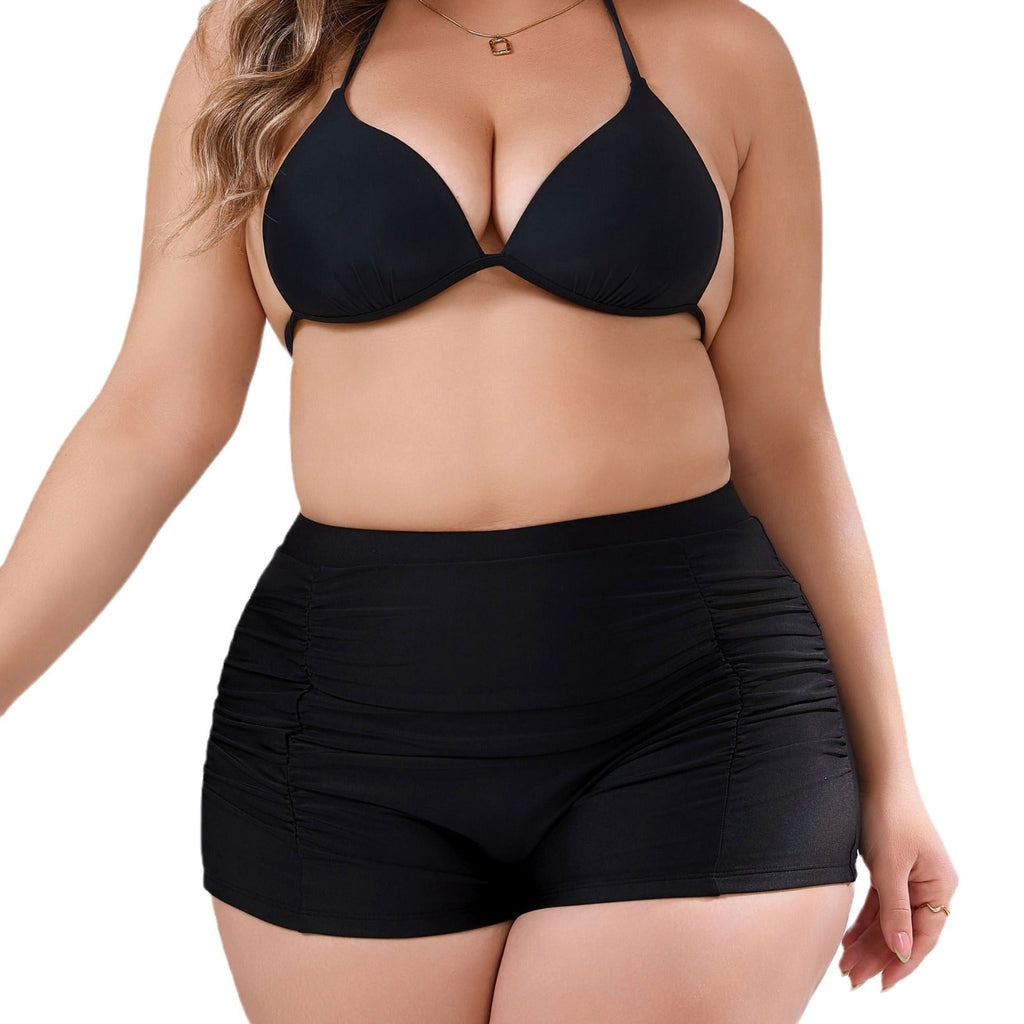 Damen-Badeshorts mit hoher Taille und Rüschendetails