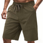 Knie lange Leinen-Mix-Shorts für Herren mit Kordelzug