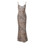Damen Elegantes Maxikleid aus hochwertigem Material mit strukturiertem Leo-Muster EB