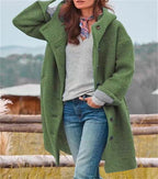 Damen lässiger Oversized-Fleece-Mantel mit praktischen Taschen EB