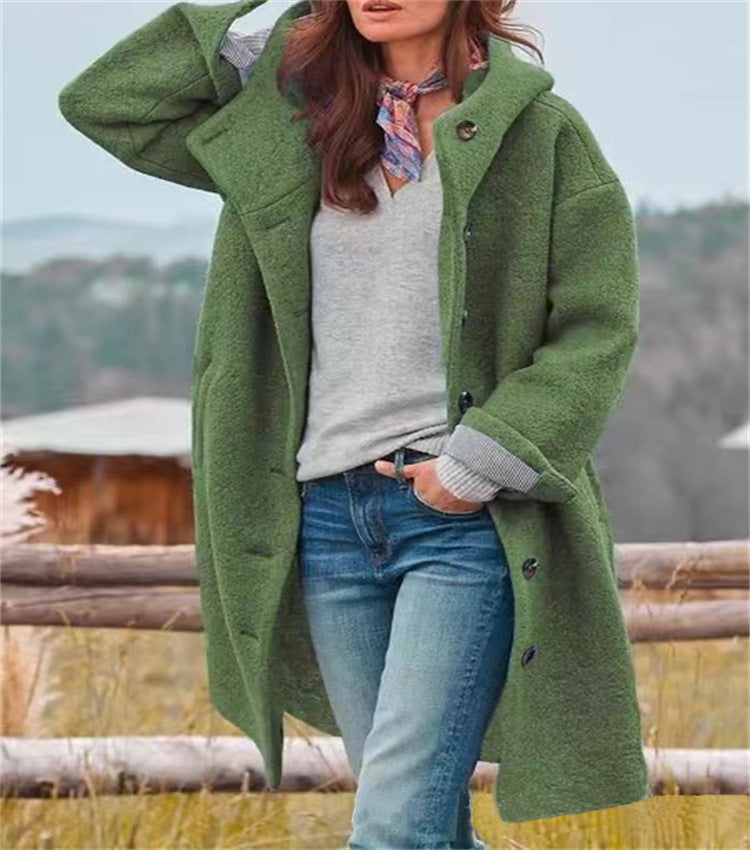 Damen lässiger Oversized-Fleece-Mantel mit praktischen Taschen EB
