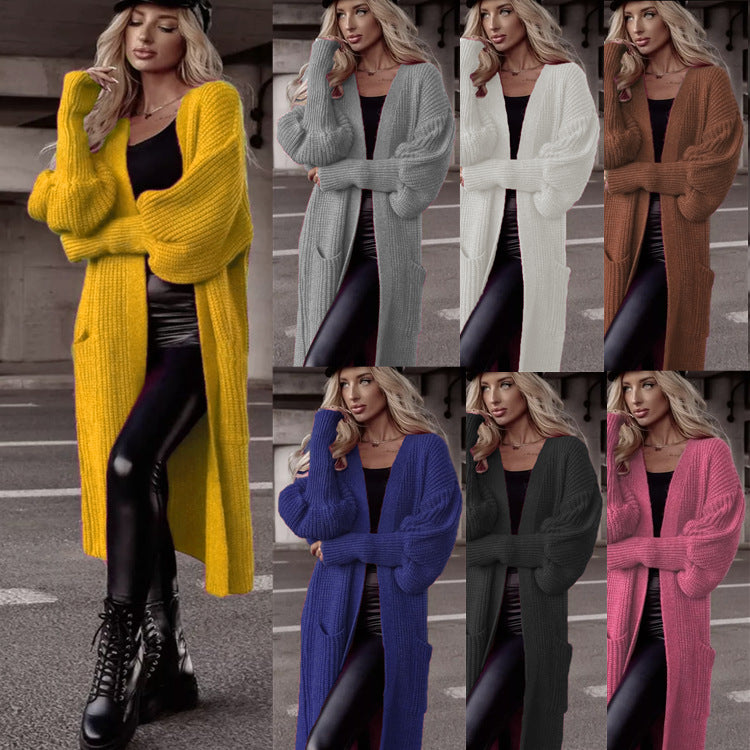 Damen Grobstrickmantel im lässigen Oversized-Stil mit tiefen Taschen EB