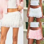 Damen Rüschenshort mit eleganter Spitzenverzierung EB
