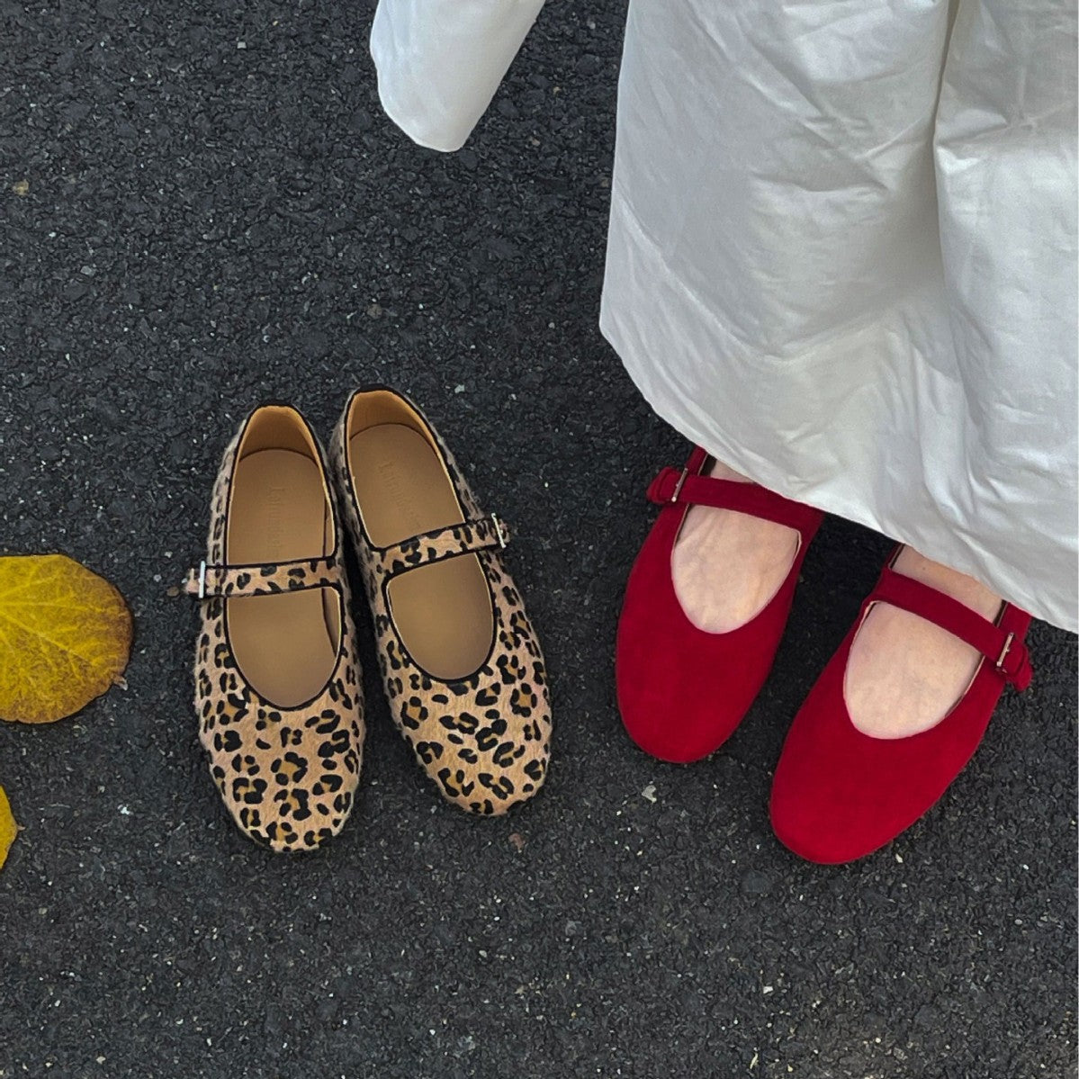 Damen Ballerinas mit elegantem Riemendesign und schickem Leopardenmuster EB