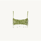 Damen Glitzerndes Crop-Top und Minirock-Set mit Fransen EB