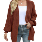 Damen Grob gestrickter Cardigan mit überschnittenen Schultern EB