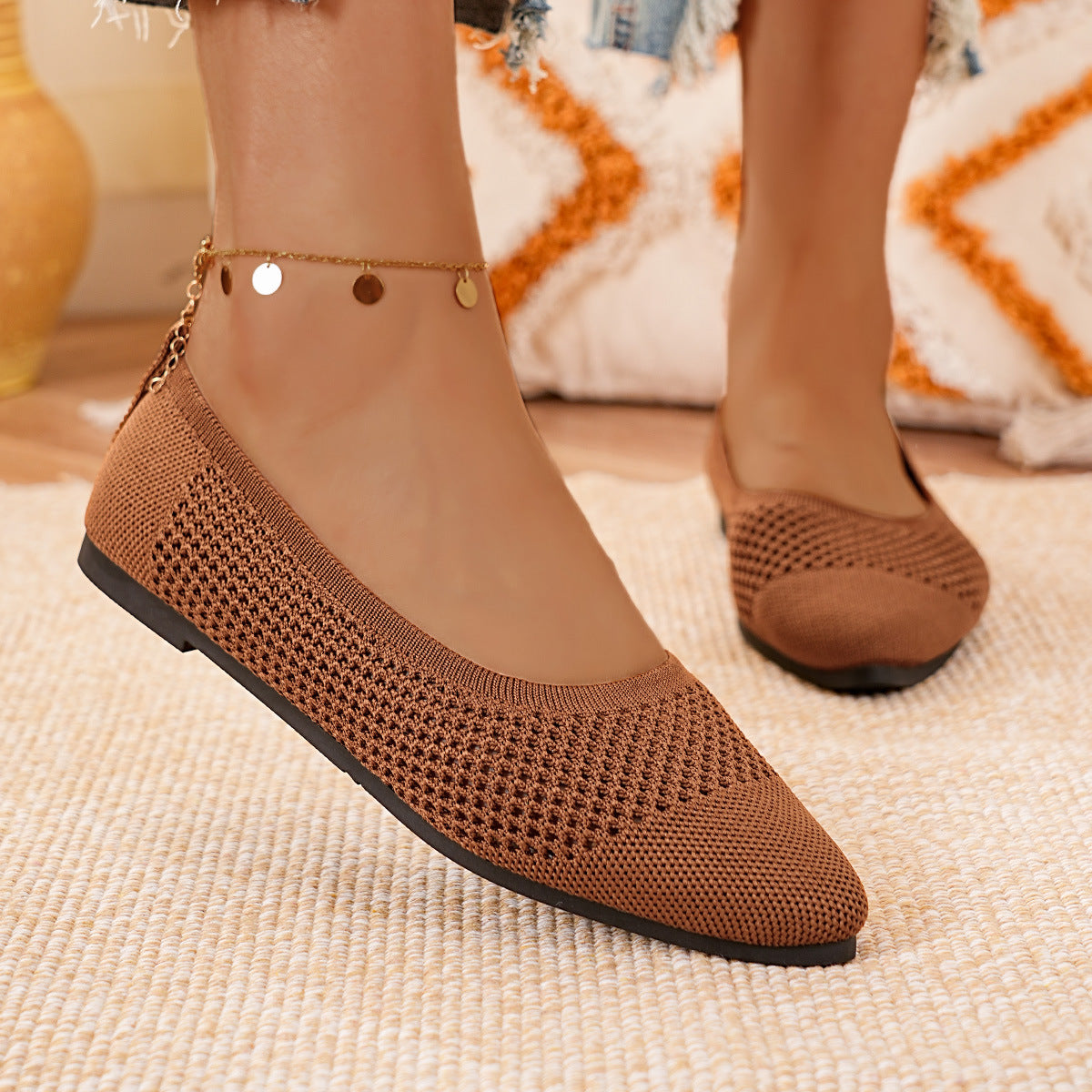 Damen elegante Ballerinas aus atmungsaktivem Mesh-Material EB