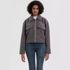 Damen cropped Utility-Jacke mit doppelten Brusttaschen EB