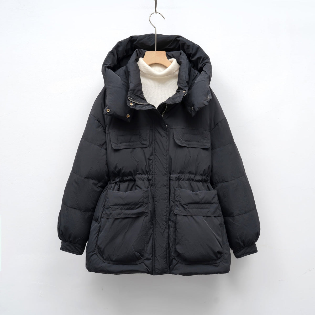 Damen gesteppte Winterjacke mit voluminösem Schnitt und praktischen Taschen EB