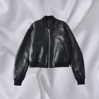 Damen Kunstleder Bomberjacke mit elastischem Abschluss und praktischen Taschen EB