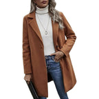 Damen modischer Wollmantel mit elegantem Revers EB