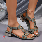 Damen bequeme und elegante Sandalen mit dekorativem Riemendesign EB