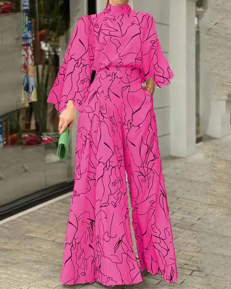 Eleganter Jumpsuit mit Stehkragen und Ballonärmeln