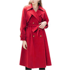 Damen gefütterter Trenchcoat mit großem Revers und Taillengürtel EB