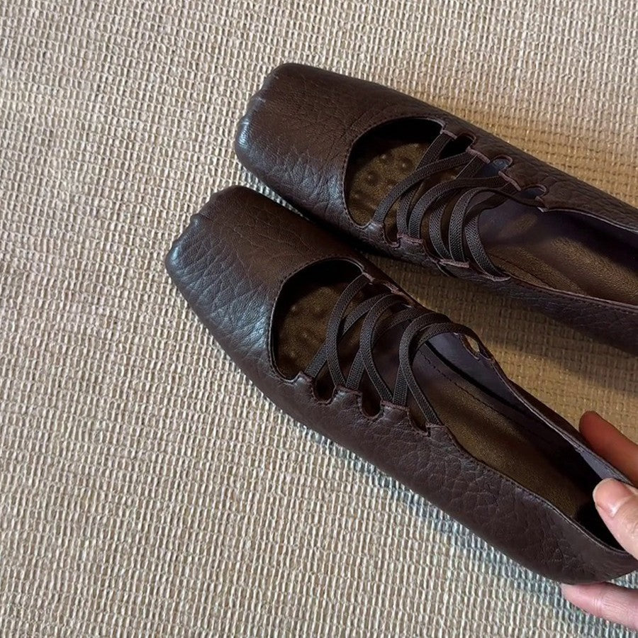 Damen elegante Ballerinas mit modischem Schnürdesign EB