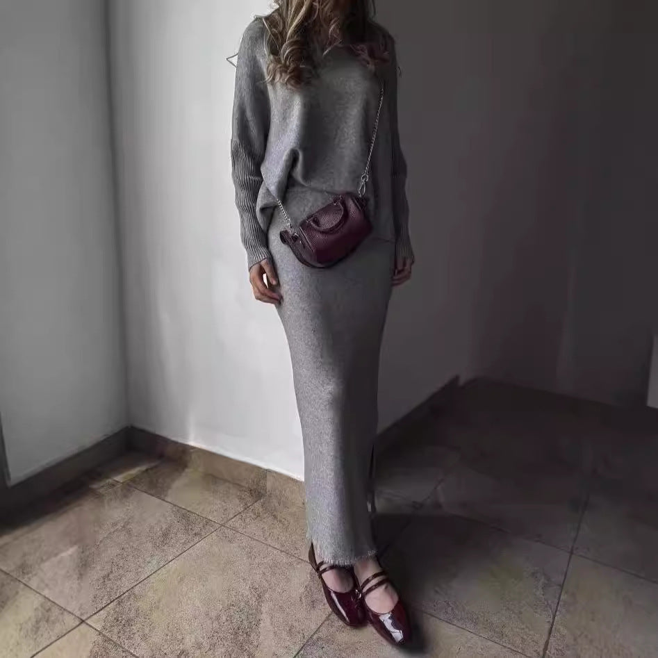Damen Elegant gestricktes Maxikleid mit lässigem Schnitt EB