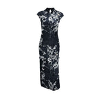 Damen Elegantes Maxikleid mit floralem Druck und Stehkragen EB