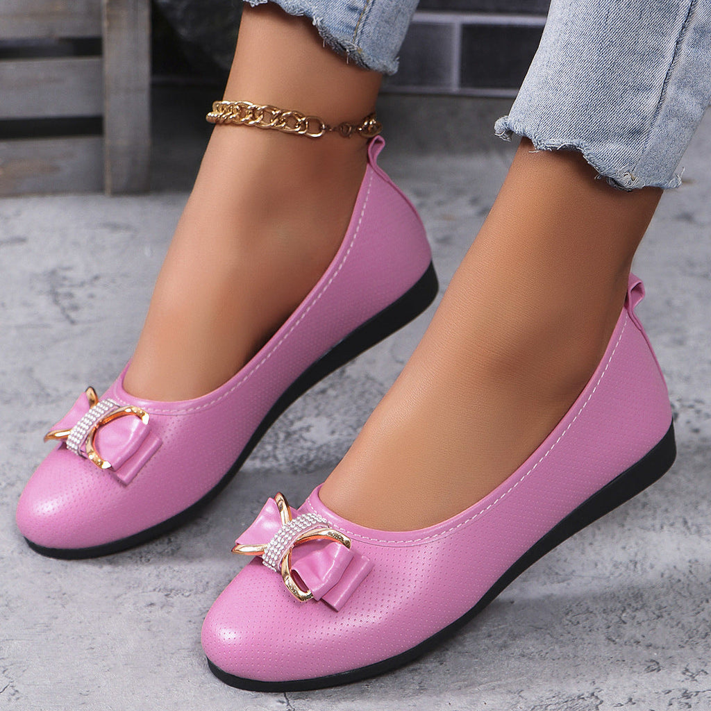 Damen Ballerinas mit modischem Schleifenakzent und Glitzerdetails EB