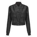 Damen Kunstleder Bomberjacke mit praktischen Taschen und elastischen Bündchen EB
