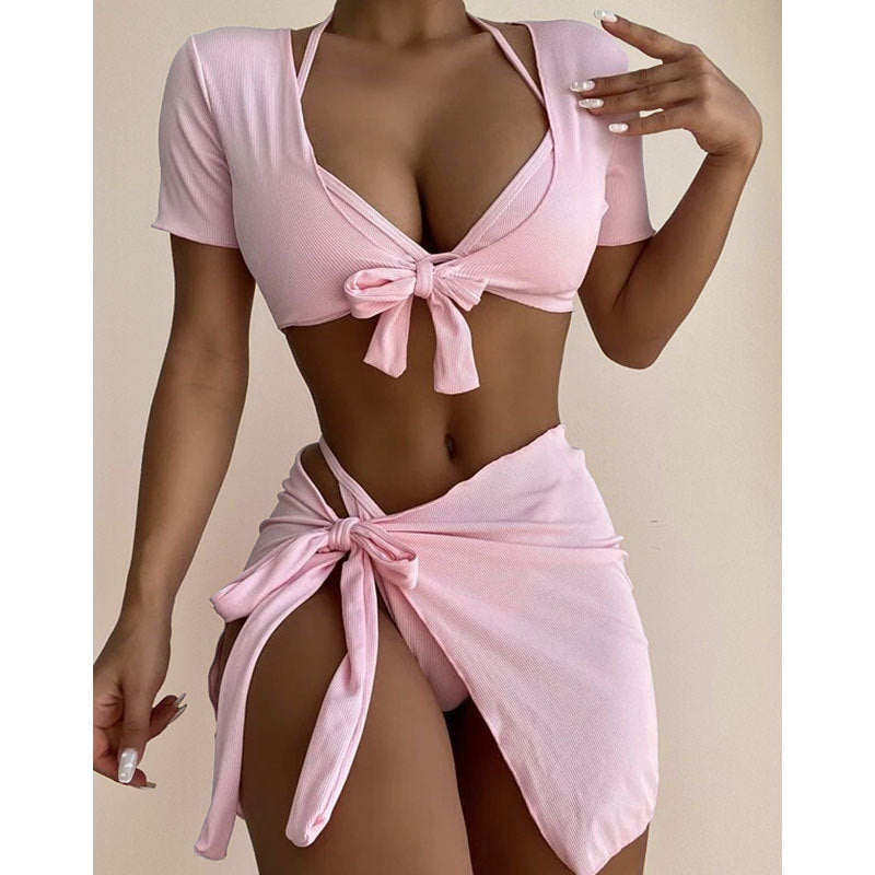 Damen Crop-Top und Wickelrock Set EB