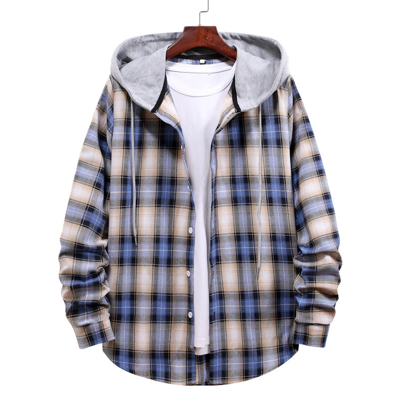 Damen Karierte Flanelljacke mit Kapuze EB