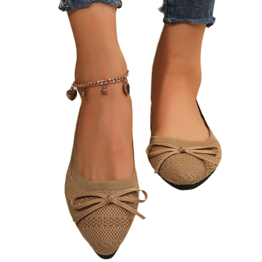 Damen elegante Ballerinas mit raffiniertem Schleifen-Detail und atmungsaktiver Obermaterialstruktur EB