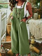 Damen Lässiger Jumpsuit mit praktischem Taschendesign und weiten Beinen EB