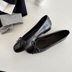 Damen Ballerina Schuhe aus weichem Leder mit elegantem Schleifendetail EB
