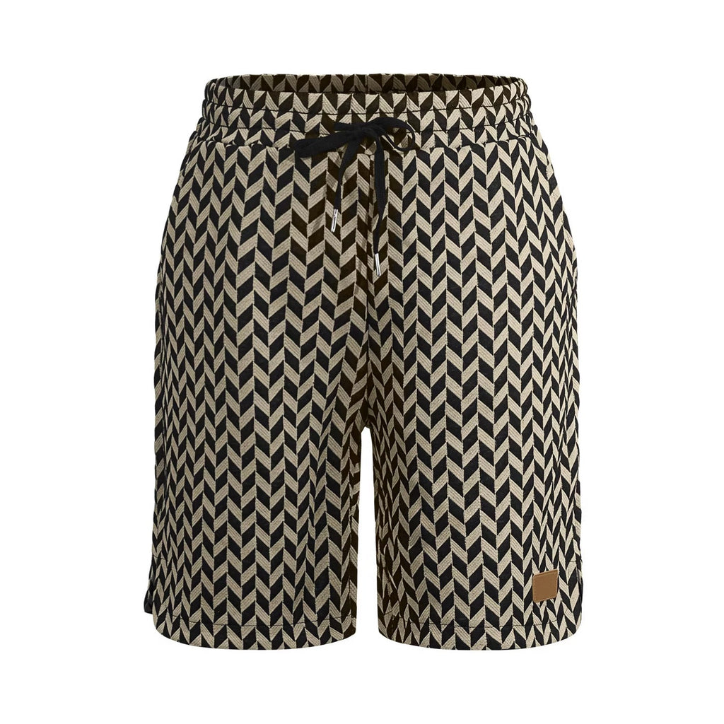 Damen-Jacquard-Shorts mit elastischem Komfortbund und Fischgrätmuster