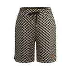 Damen-Jacquard-Shorts mit elastischem Komfortbund und Fischgrätmuster