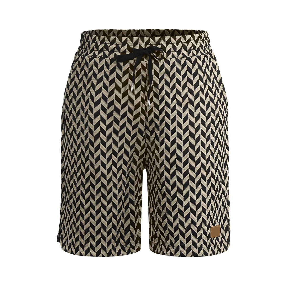 Damen-Jacquard-Shorts mit elastischem Komfortbund und Fischgrätmuster
