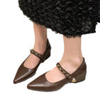 Damen elegante Ballerinas mit modischer Kette EB