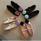 Damen Ballerina-Schuhe mit floralem Design und elegantem Riemen EB