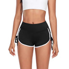 Damen Sportliche High-Waist Shorts mit seitlichem Rüschendetail EB
