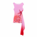 Damen ärmelloses Strandkleid mit maritimen Motiven und asymmetrischem Saum EB