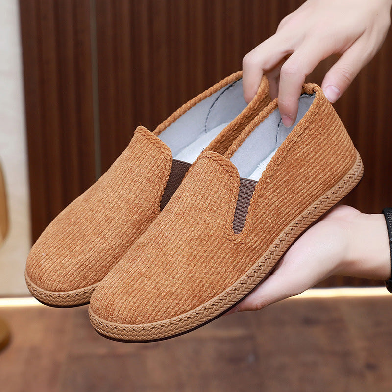 Damen bequeme Slip-On Schuhe aus Cord mit rutschfester Sohle EB