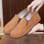 Damen bequeme Slip-On Schuhe aus Cord mit rutschfester Sohle EB
