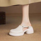 Damen Clogs mit elegantem Riemen und modischem Blockabsatz EB
