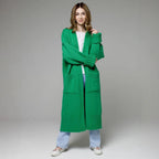 Damen Langer Strickmantel mit praktischen Taschen und strukturiertem Design EB
