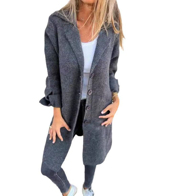 Damen kuscheliger Oversize-Mantel mit praktischen Taschen und elegantem Revers EB