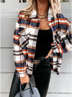 Damen Karierte Overshirt-Jacke aus weichem Flanell EB