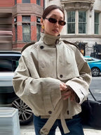 Damen modischer Oversize-Trenchcoat mit schmalem Gürtel EB