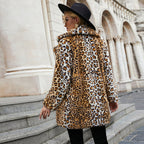 Damen Elegante Fleecejacke im Leopardenmotiv EB