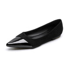 Damen elegante Ballerinas mit spitzem Zehendesign und schimmerndem Lackeinsatz EB