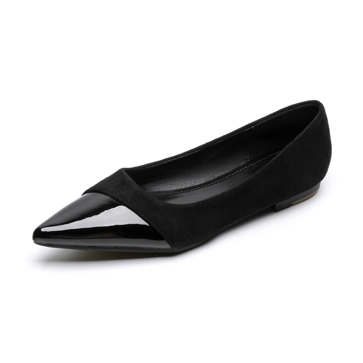 Damen elegante Ballerinas mit spitzem Zehendesign und schimmerndem Lackeinsatz EB