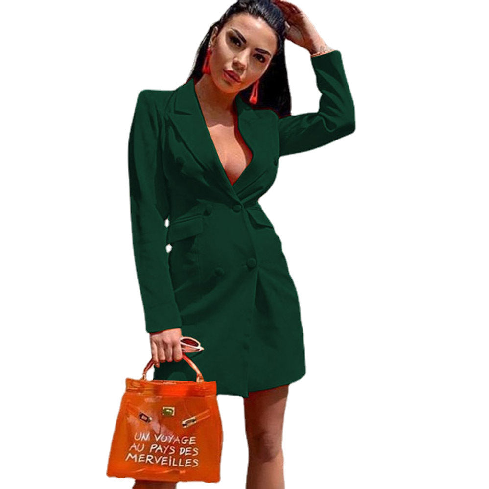Damen Elegant geschnittenes Blazer-Kleid mit doppelter Knopfleiste EB