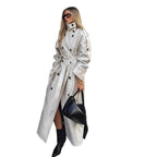Damen eleganter Mantel mit hohem Kragen und taillierbarem Gürtel EB